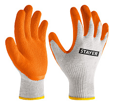 STAYER ULTRA, S-M, х/б перчатки с рельефным латексным покрытием, противоскользящие (11403-S)