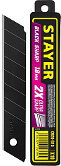 STAYER BLACK SHARP, 18 мм, 10 шт, сегментированные черные особоострые лезвия (0920-S10)