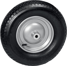 GRINDA WP-20, 4″х380мм, для тачек (арт. 422401, 422406, 422408), стальной диск, подшипник 20мм, пневматическое колесо для тачки, PROLine (422409)